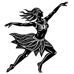 Elegant Dancer in Motion: A graceful silhouette of a dancer captures the fluid beauty and artistry of dance, evoking a sense of elegance and artistic expression.