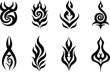 Tribal Flame and Fire Symbol art vector pettan bundle