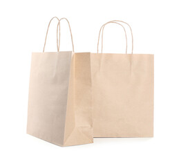 Two kraft paper bags isolated on white