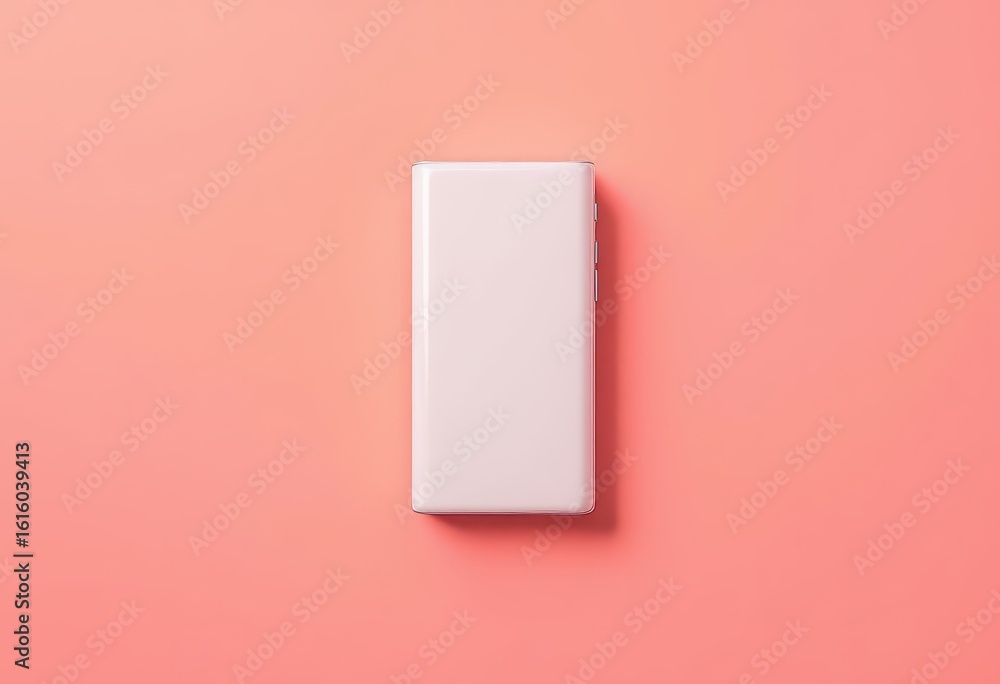 Aufkleber white rectangular object on a peach background.