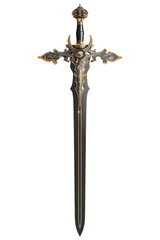 Ornate fantasy sword with detailed hilt isolated on transparent background