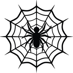 Fototapeta premium black silhouette a spider web with spider on white.eps