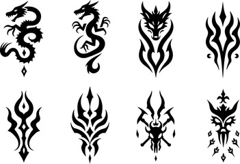 Abstract Tribal Flame Tattoos: Flowing Energy & Bold Expression" vector bundle