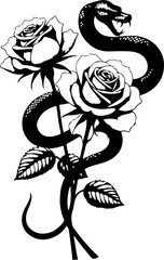 Venom & Bloom: Snake and Rose Tattoo Symbolism" art vector 