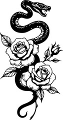 Venom & Bloom: Snake and Rose Tattoo Symbolism" art vector 