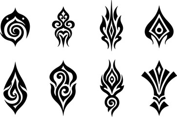 "Abstract Tribal Flame Tattoos: Flowing Energy & Bold Expression" art vector graphics bundle