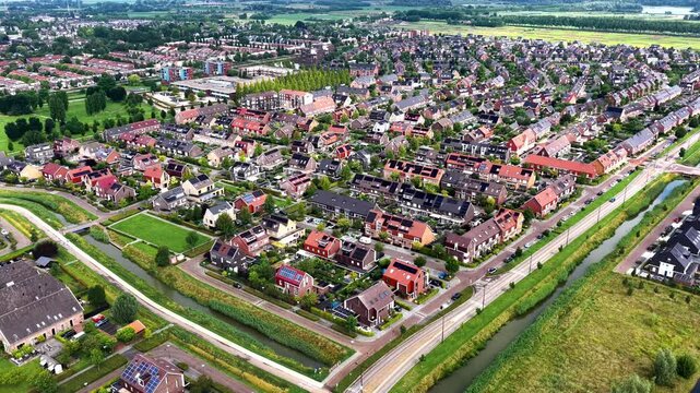 aerial view of the city of Elst. drone