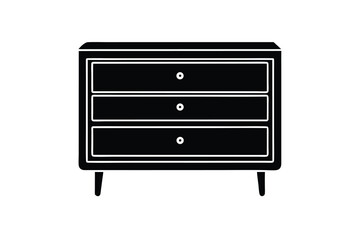 Vector art of a black silhouette of a threedrawer dresser isolated a illustration