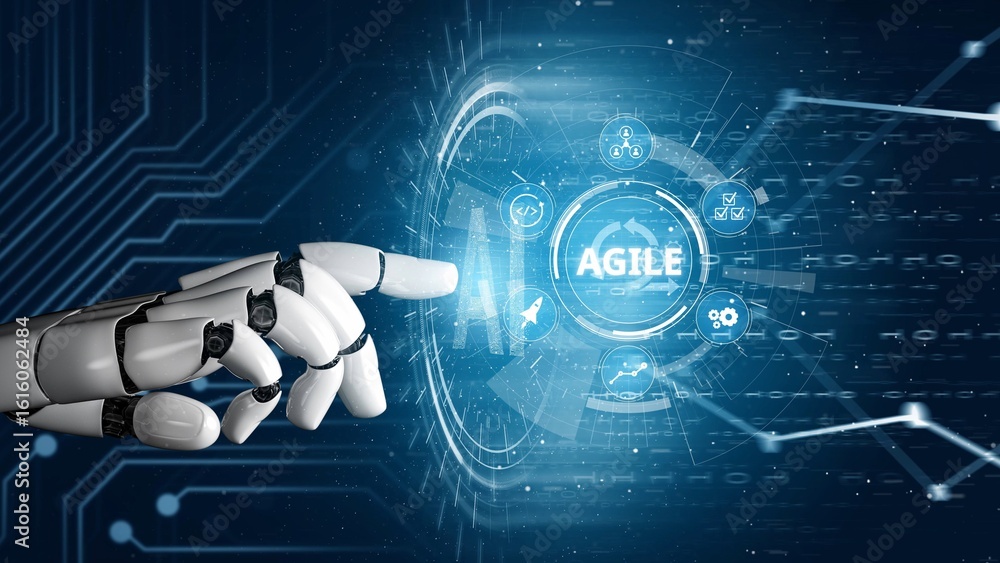 Poster agile project management using teams and agile planning for agile development. agile enables flexibi
