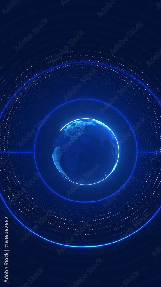 Poster futuristic 3d world map animation digital technology hud 3d world map network connection hi-tech wor