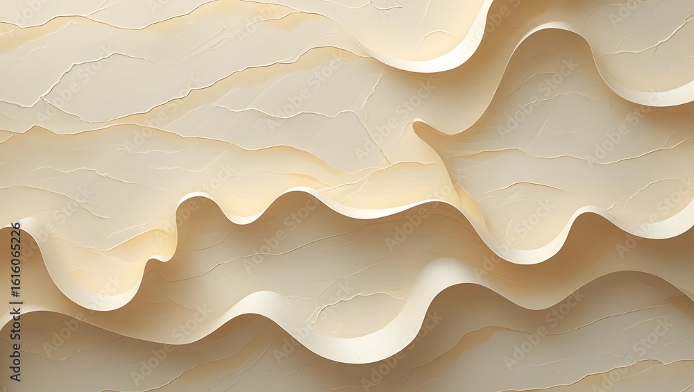 Aufkleber abstract layered texture with wavy beige and cream patterns