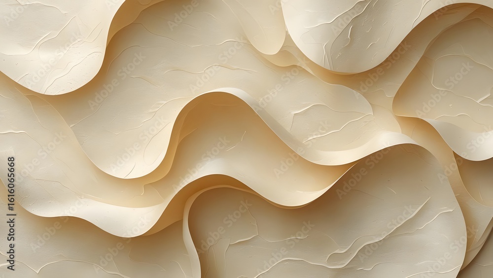 Poster abstract layered texture with wavy beige and cream patterns