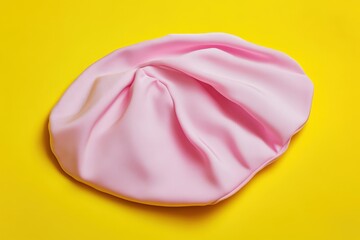 Pink fabric draped on a yellow background.