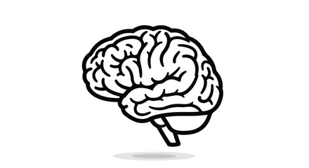 Black and White Brain Illustration Depicting Human Anatomy and Thought.