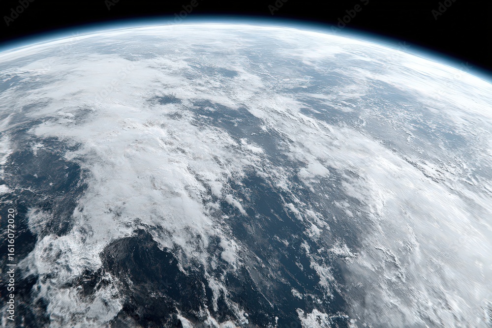 Poster captivating view of earth from space showcasing the intricate dance of clouds and oceans illuminated