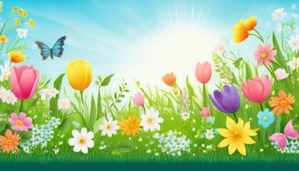 Fototapeta premium spring flowers in meadow