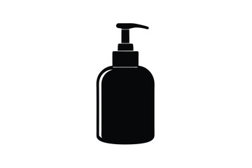 Vector art of a black silhouette of a pump dispenser bottle, isolated a illustration