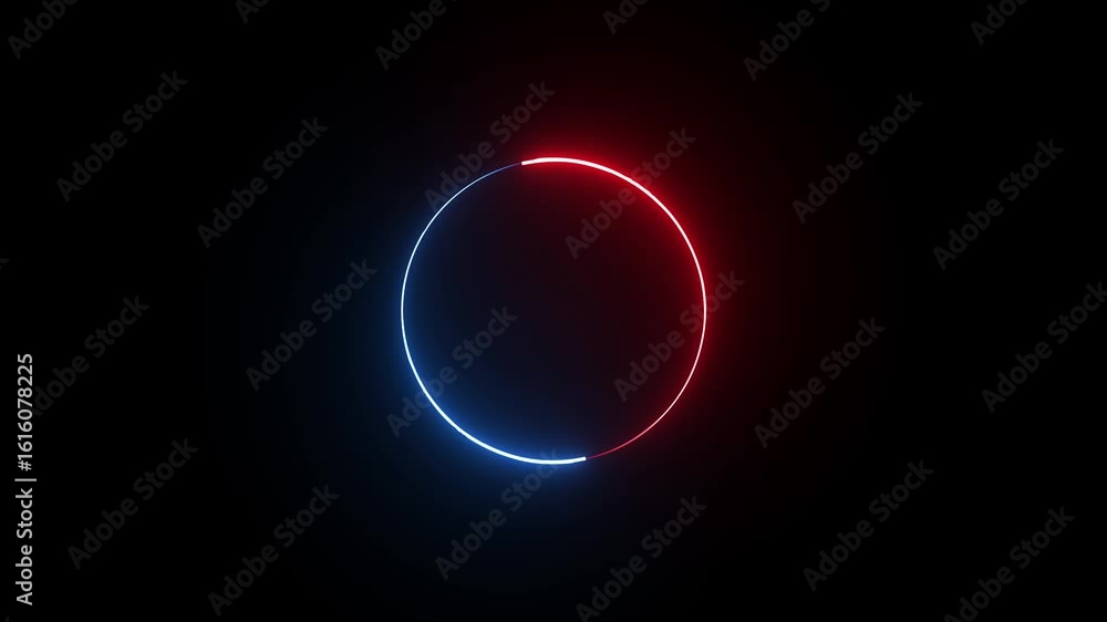 Poster abstract glowing neon line circular lens animation.abstract beautiful neon light glowing circle fram