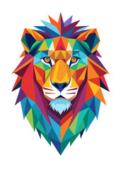Lion  ,street art on the wall ,rainbow color,white background