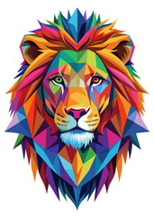 Lion  ,street art on the wall ,rainbow color,white background