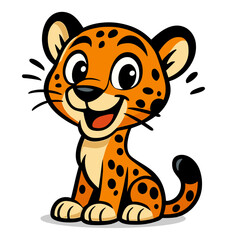cheerful cartoon leopard sits illustrations