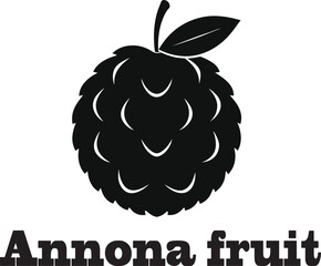 Black annona fruit with leaf and text vector