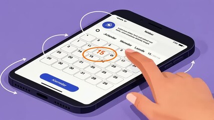 Interactive mobile calendar app interface showing date selection for scheduling events
