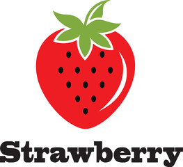 Obraz premium Red strawberry with green leaves and black seeds fruit