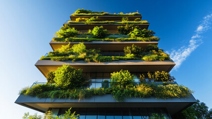 Innovative building featuring a beautiful green roof designed for sustainability and urban ecology