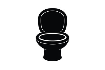 Vector art of a black toilet with the lid up isolated a illustration