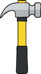 Vector art of a cartoon illustration of a claw hammer isolated on transparent background