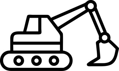 excavator vector icon on white or transparent background. Build and construction Stroke icon collections. Editable Stroke icon collection Outline icon.