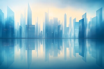 Futuristic Glass Cityscape with Reflections and Modern Architecture