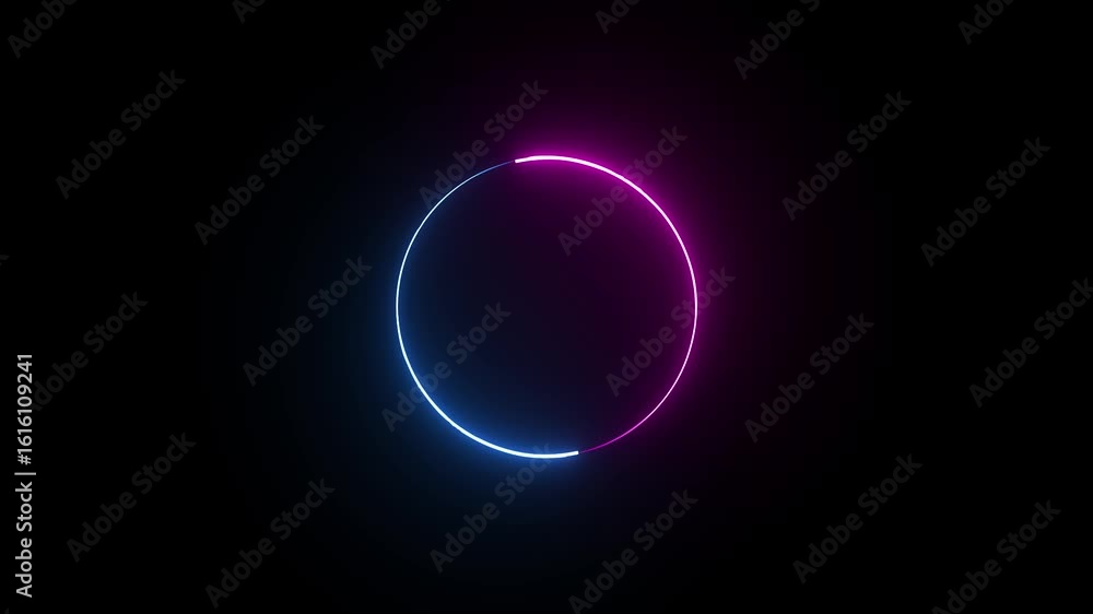 Poster abstract glowing neon line circular lens animation.abstract beautiful neon light glowing circle fram