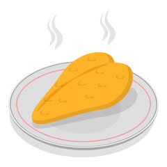 3D Isometric Flat  Illustration of How To Prepare Chicken Schnitzel. Item 8