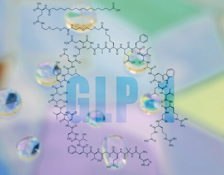GLP-1 text with semaglutide chemical structure