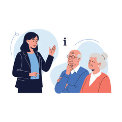 Financial advisor explaining investment strategies to senior couple about retirement planning