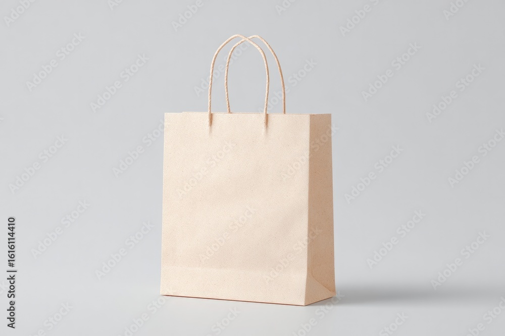 Aufkleber showcase minimalistic clean paper bag standing upright on neutral background with ample copy space