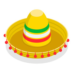 3D Isometric Flat  Set of Mexican Hats. Item 1