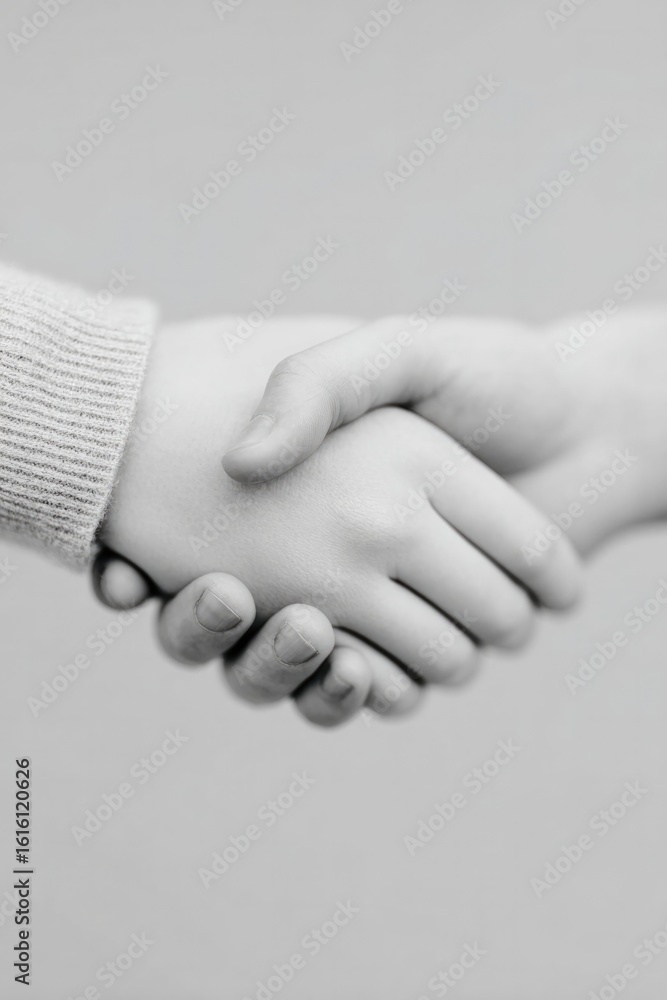 Poster encapsulate trust through hands reaching towards each other against plain neutral background