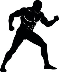 Muscular Man Flexing Biceps Silhouette