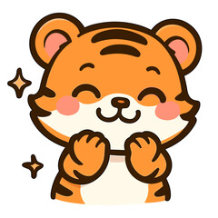 Happy cartoon tiger expressing joy and wonder