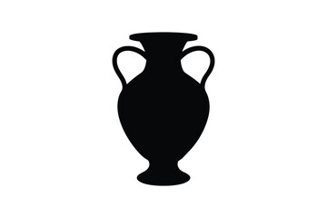 Elegant Black Amphora Vase Silhouette Against a White Background Evoking Classical Art and Timeless Design with a Minimalist and Modern Aesthetic silhouette