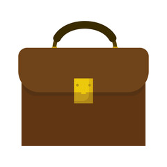 Brown Leather Briefcase with Golden Lock Vector Illustration. A classic brown leather briefcase with a rounded flap and sturdy dark handle.