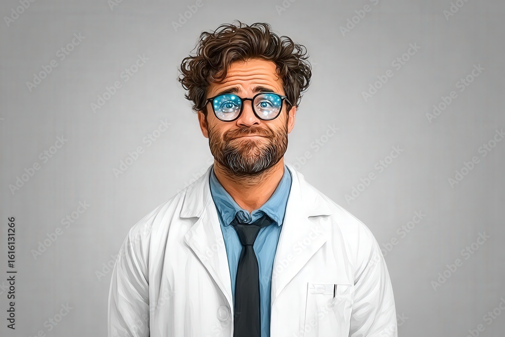 Poster professional healthcare expert displaying a thoughtful expression in a laboratory environment convey