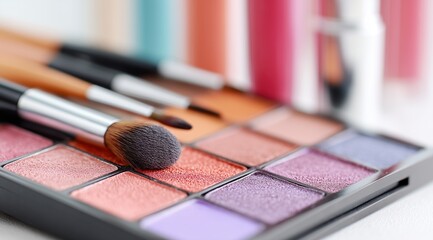 Vibrant Makeup Palette and Brushes Display