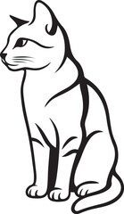 Cat silhouette profile sitting view vector, Black cat graphic on white background