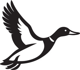 Duck in flight silhouette bird flying, Black duck vector on white background