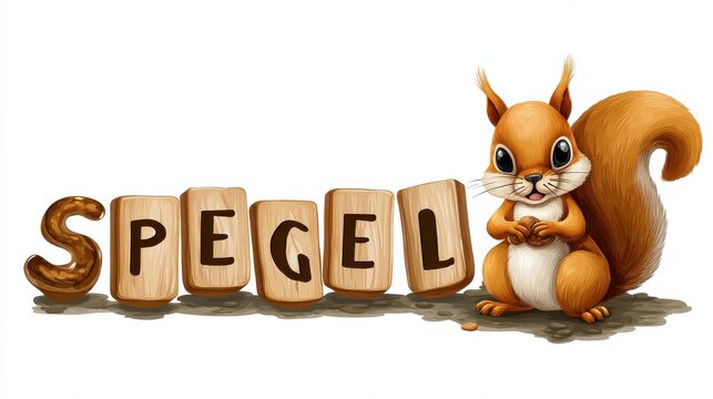 Spelling word scramble game with word squirrel illustration, no logos, no brands