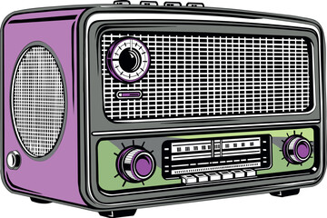 Classic Vintage Radio with Knobs and Speaker Detail